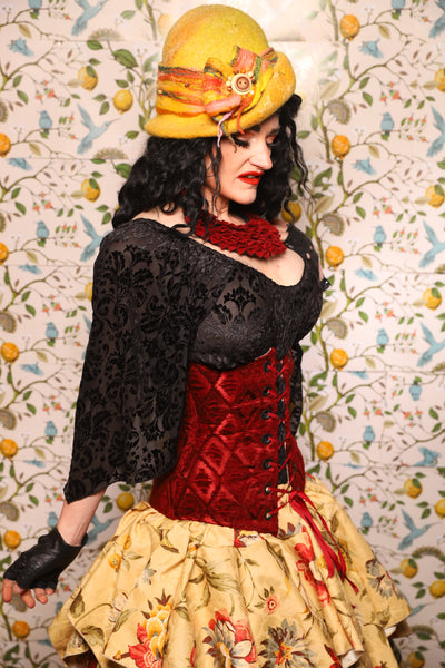 Wench Corset in Crimson Diamond Upholstery - The Wandering Minstrel Collection