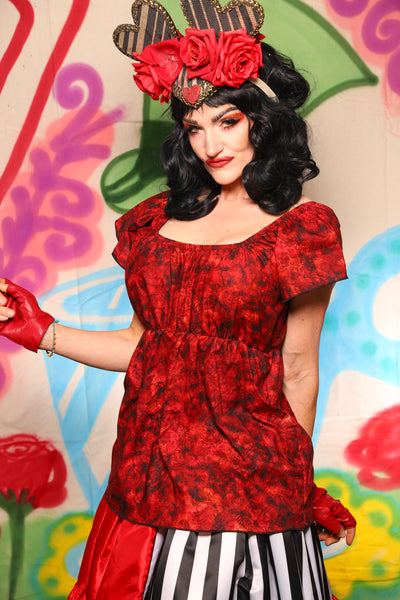 Emma Blouse in Scarlet Cotton - The "Twisted Tea Party" Collection