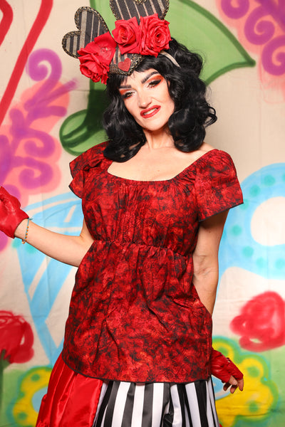 Emma Blouse in Scarlet Cotton - The "Twisted Tea Party" Collection