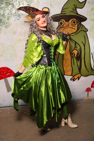 Fairy Skirt in Sunlit Moss Stretch Satin - Spooky Saturday Part 4