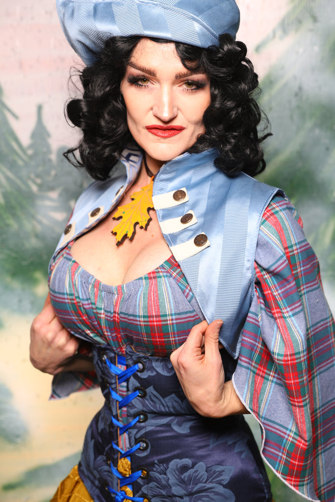 Sgt Pepper Vest in Powder Blue Matte and Satin Stripe - Day 8 of 12 Days of Damsel Christmas 2025