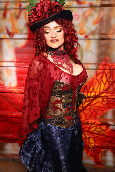 20. Petite Overbust in Enchanted Border Tapestry - The Sensual Solstice Collection