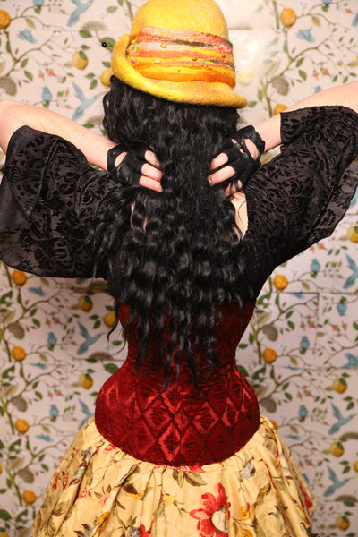 Wench Corset in Crimson Diamond Upholstery - The Wandering Minstrel Collection