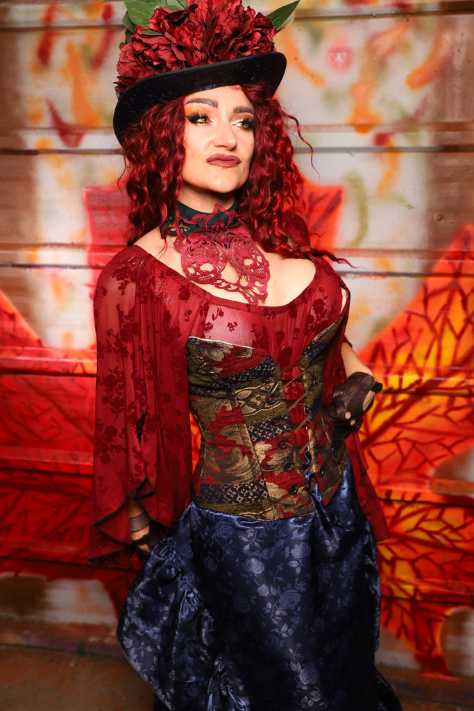 20. Petite Overbust in Enchanted Border Tapestry - The Sensual Solstice Collection