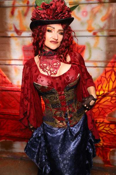 20. Petite Overbust in Enchanted Border Tapestry - The Sensual Solstice Collection