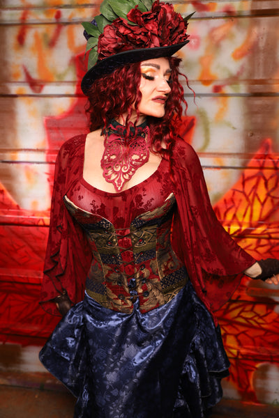 20. Petite Overbust in Enchanted Border Tapestry - The Sensual Solstice Collection