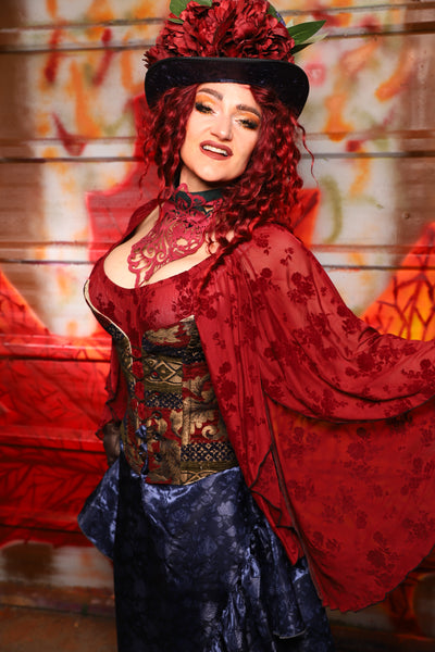 20. Petite Overbust in Enchanted Border Tapestry - The Sensual Solstice Collection