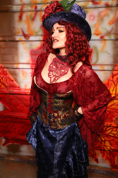 20. Petite Overbust in Enchanted Border Tapestry - The Sensual Solstice Collection
