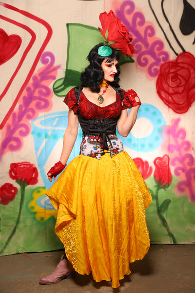 Tailed Cropped Vixen in Black Damask - The "Twisted Tea Party" Collection