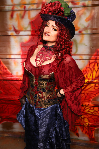 20. Petite Overbust in Enchanted Border Tapestry - The Sensual Solstice Collection