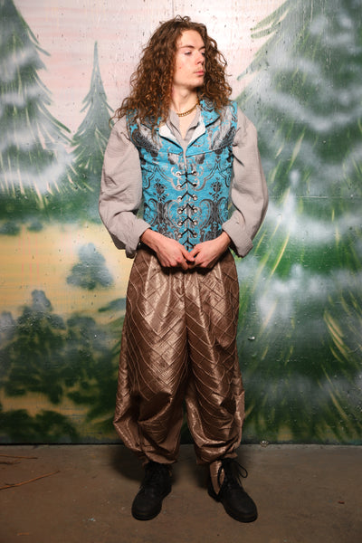 34. Men's Flynn Vest in Turquoise & Silver Medallion - The "Love at Frost Sight" Collection