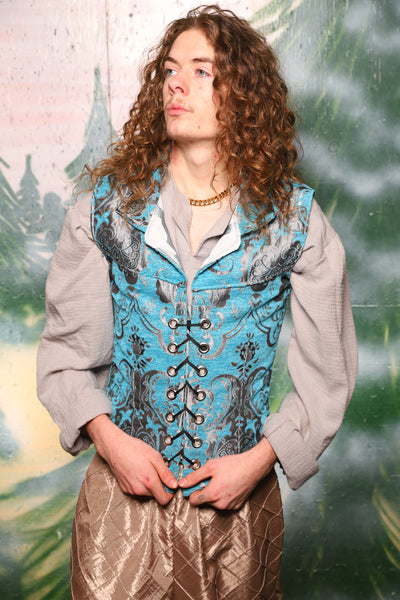 34. Men's Flynn Vest in Turquoise & Silver Medallion - The "Love at Frost Sight" Collection