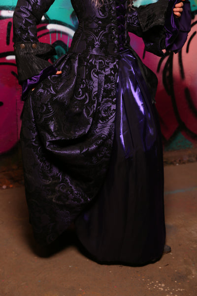 Queenie Corseted Coat with Vixen Base in Purple & Black Medallion #30 - The Orchid Oracle Collection