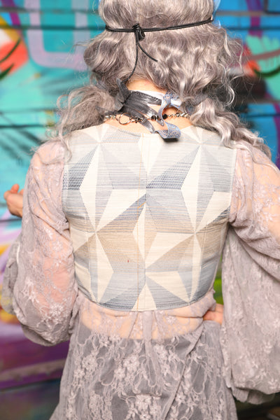 11. Cropped Courtier Overbust in Frosted Tesserae *PLEASE order by BUST Measurement, NOT waist!* - The "Love at Frost Sight" Collection