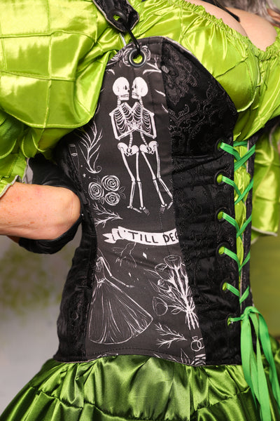 Petite Courtier in Black Filigree Jacquard w/Romantic Skeletons panels - Spooky Saturday Part 4