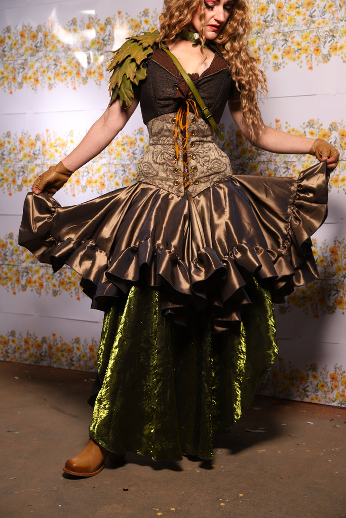 42. Mini Fairy Skirt With Ruffles In Twig Taffeta