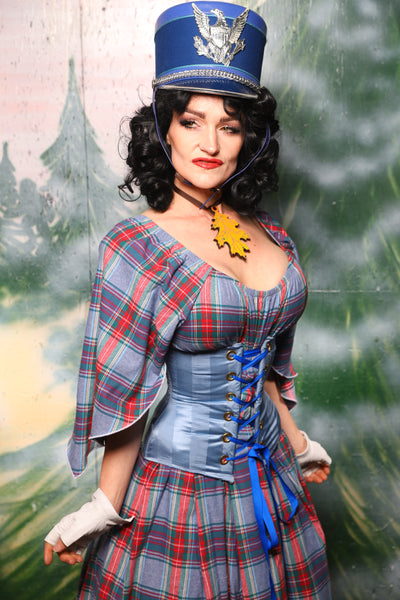 Petite Wench Corset in Powder Blue Matte and Satin Stripe - Day 8 of 12 Days of Damsel Christmas 2025