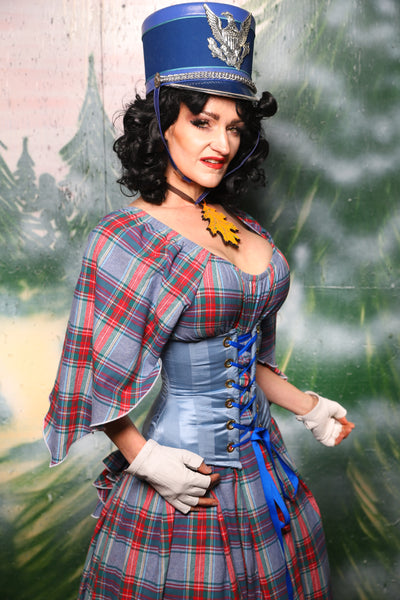 Petite Wench Corset in Powder Blue Matte and Satin Stripe - Day 8 of 12 Days of Damsel Christmas 2025