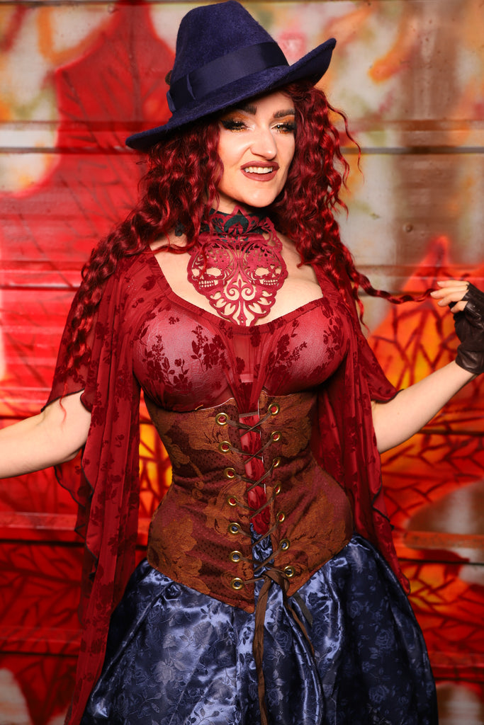 28. Wench Underbust Corset in Rustic Foliage Tapestry - The Sensual Solstice Collection