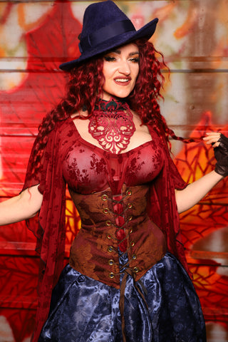 28. Wench Underbust Corset in Rustic Foliage Tapestry - The Sensual Solstice Collection