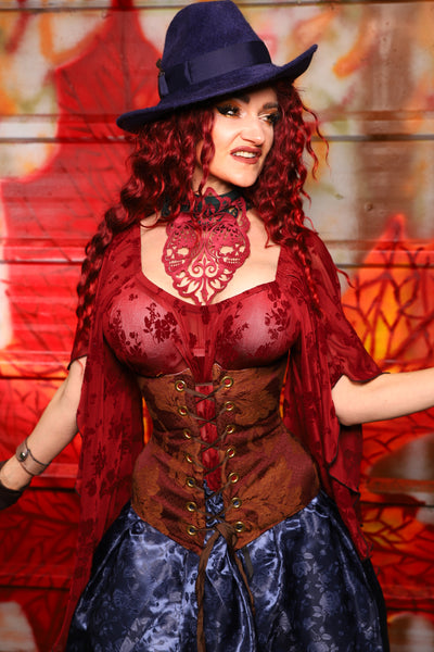 28. Wench Underbust Corset in Rustic Foliage Tapestry - The Sensual Solstice Collection