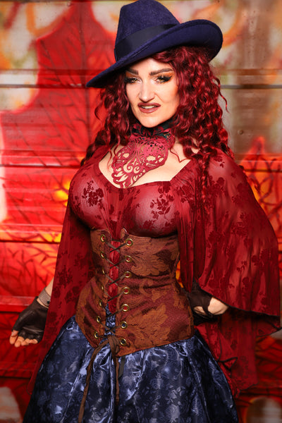 28. Wench Underbust Corset in Rustic Foliage Tapestry - The Sensual Solstice Collection