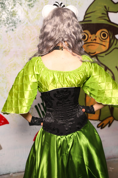 Classic Blouse w/Leaf Sleeves in Electric Green Pintuck - Spooky Saturday Part 4