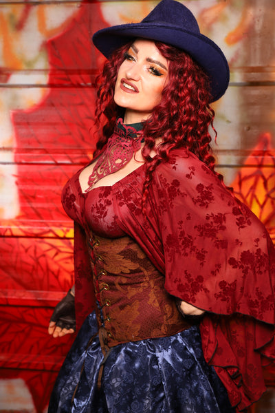 28. Wench Underbust Corset in Rustic Foliage Tapestry - The Sensual Solstice Collection