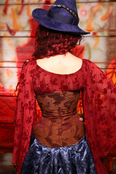 28. Wench Underbust Corset in Rustic Foliage Tapestry - The Sensual Solstice Collection
