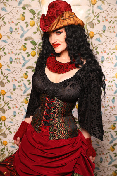 Cowboy Hat in Crimson Diamond Upholstery - The Wandering Minstrel Collection