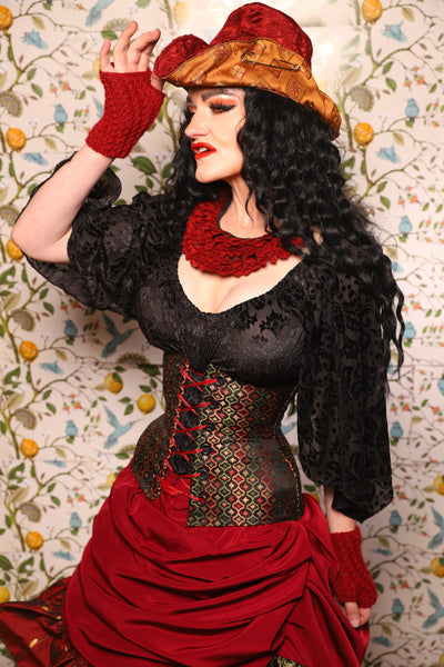 Cowboy Hat in Crimson Diamond Upholstery - The Wandering Minstrel Collection