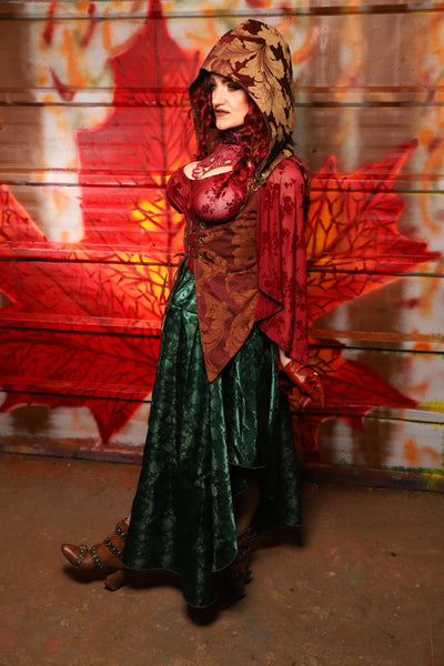 12. Crescent Skirt in Emerald Rose Satin - The Sensual Solstice Collection
