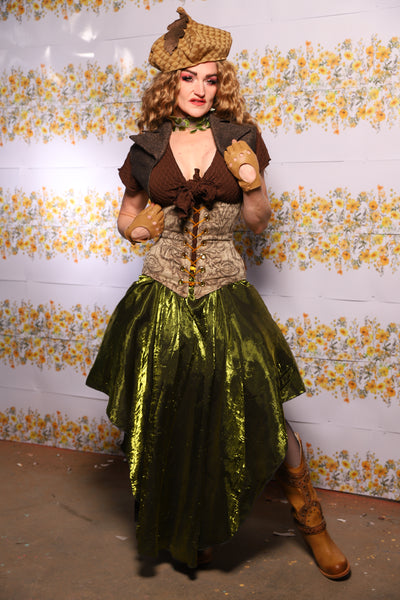09. Crescent Skirt In Moss Crushed Iridescent Shimmer - The Leave It To Beaver Collection