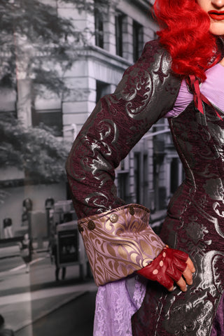 Detachable Buccaneer Sleeves in Plum & Silver Medallion #19 - The "Menis to Sasiete" Collection