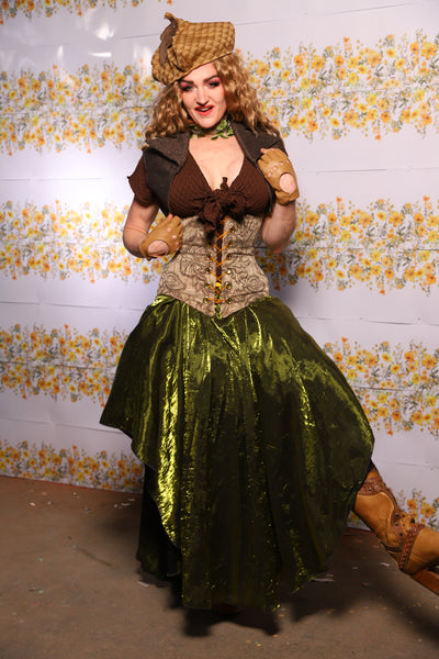 09. Crescent Skirt In Moss Crushed Iridescent Shimmer - The Leave It To Beaver Collection