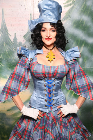 Petite Vixen Corset in Powder Blue Matte and Satin Stripe - Day 8 of 12 Days of Christmas