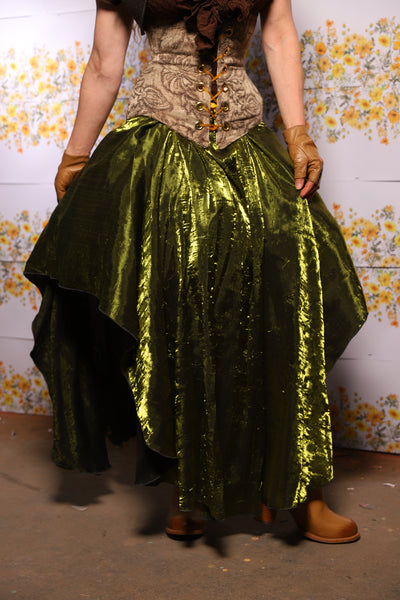09. Crescent Skirt In Moss Crushed Iridescent Shimmer - The Leave It To Beaver Collection