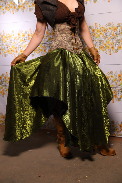 09. Crescent Skirt In Moss Crushed Iridescent Shimmer - The Leave It To Beaver Collection