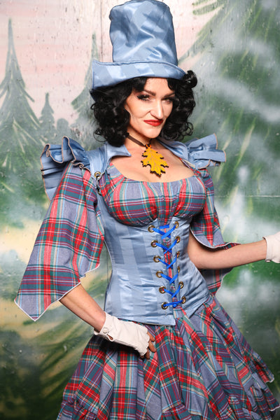 Petite Vixen Corset in Powder Blue Matte and Satin Stripe - Day 8 of 12 Days of Christmas