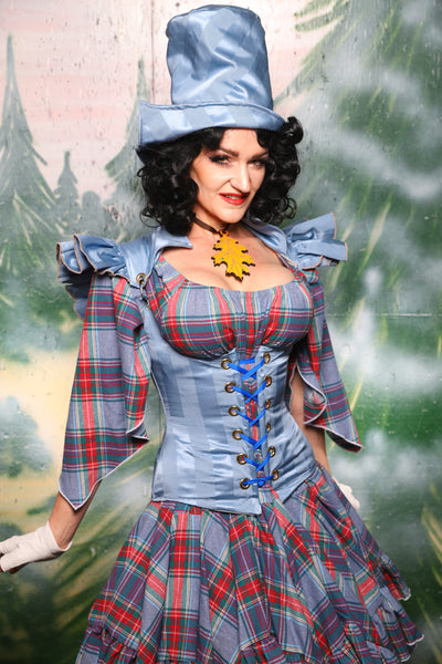 Petite Vixen Corset in Powder Blue Matte and Satin Stripe - Day 8 of 12 Days of Christmas