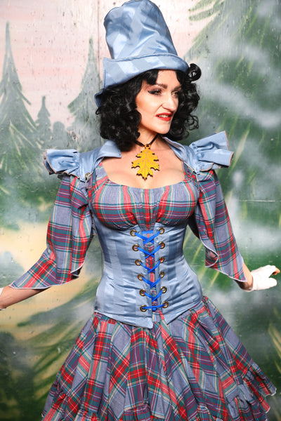 Petite Vixen Corset in Powder Blue Matte and Satin Stripe - Day 8 of 12 Days of Christmas