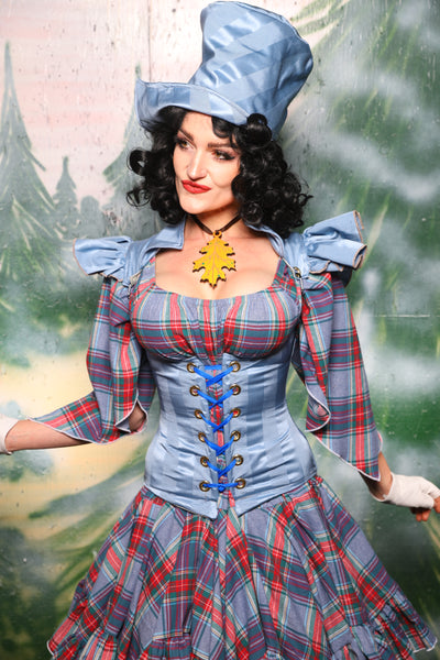 Petite Vixen Corset in Powder Blue Matte and Satin Stripe - Day 8 of 12 Days of Christmas