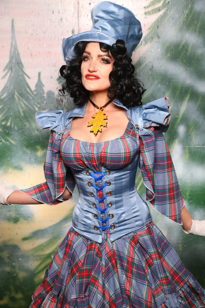 Petite Vixen Corset in Powder Blue Matte and Satin Stripe - Day 8 of 12 Days of Christmas