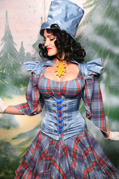 Petite Vixen Corset in Powder Blue Matte and Satin Stripe - Day 8 of 12 Days of Christmas