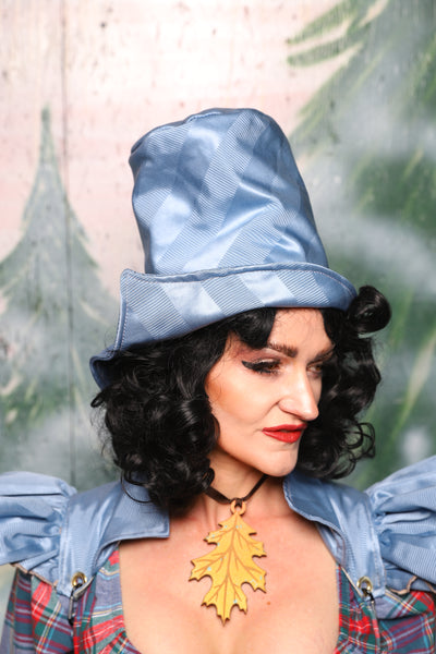 Regency Top Hat in Powder Blue Matte and Satin Stripe - Day 8 of 12 Days of Damsel Christmas 2025