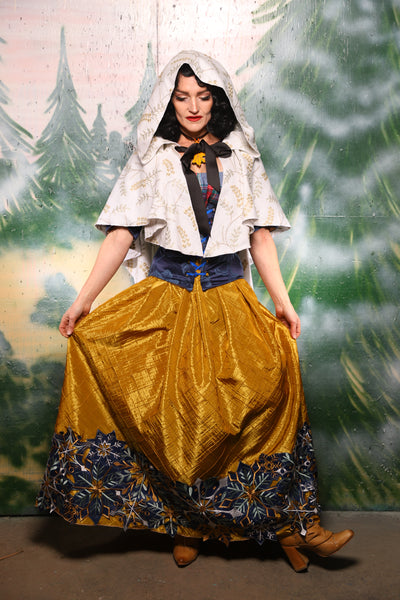 Tulip Skirt in Gold Pintuck w/Snowflake Embroidery Applique - Day 8 of 12 Days of Damsel Christmas 2025