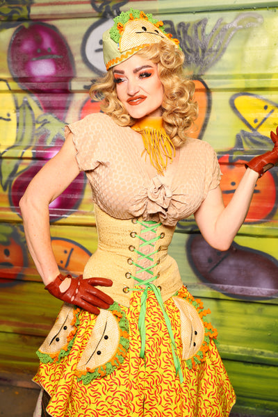 Petite Wench Corset in Cornbread Floral-  "Taco Monday! Celebrating 22 Years of Damsel"