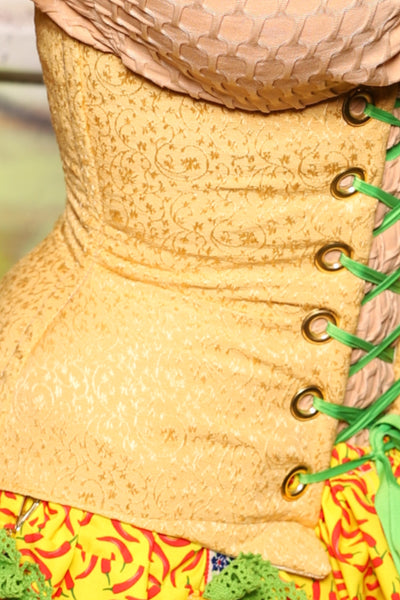 Petite Wench Corset in Cornbread Floral-  "Taco Monday! Celebrating 22 Years of Damsel"