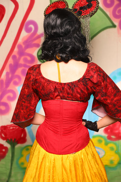Petite Wench Corset in Red Upholstery - The "Twisted Tea Party" Collection