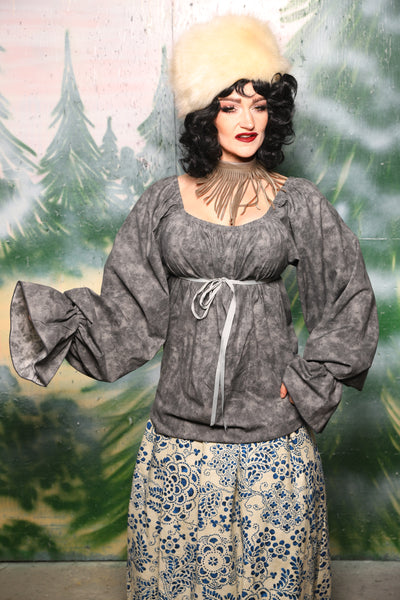 Classic Blouse w/ long sleeve in Gray Marble - Day 1 of 12 Days of Christmas